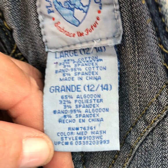 Vintage Planet Motherhood Girls Denim Overalls Large Blue Straight Leg Retro - Picture 9 of 16